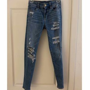 American eagle stretch skinny jeans distressed